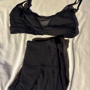 GUC Lululemon Matching Set Black Leggings and Bra Sheer Size 2-4 Dance Body Con